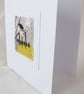 HAND EMBROIDERED GREETING CARD VINTAGE FABRIC DAISIES - Image 3