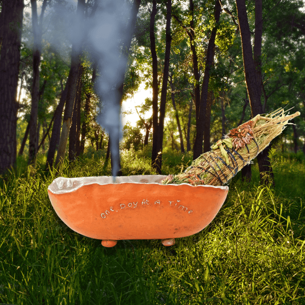 One Day At a Time - Canoe’ smudging bowl also can be used for trinkets or snacks