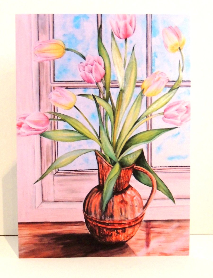 Tulip Flower Greeting Card from Original Watercolour Painting