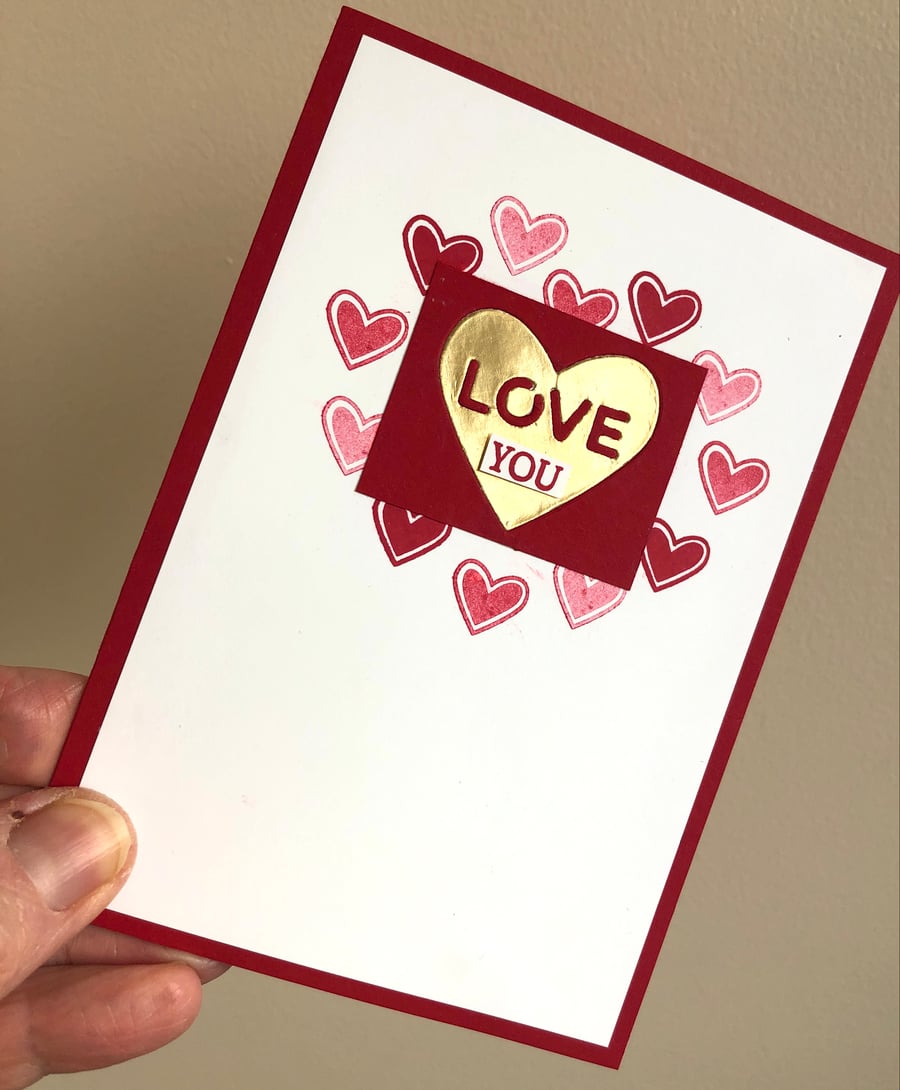Seconds Sunday - Handmade "Love You" Valentine card for her or him