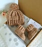 Crochet Baby Hat & Bootie Set in Mocha Brown - SLIGHT SECONDS