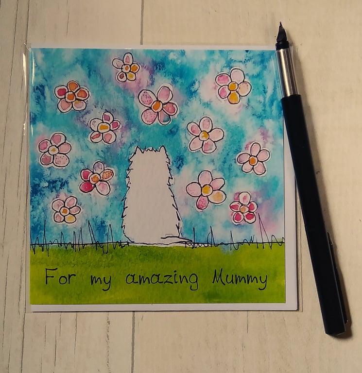 Westie card (printed card).Happy Birthday, For my amazing Mummy