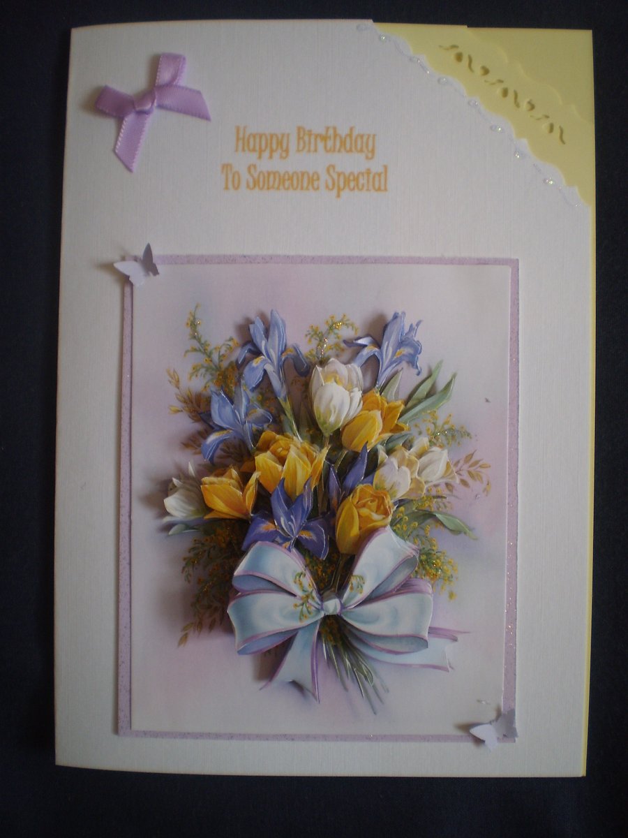decoupage flower birthday card