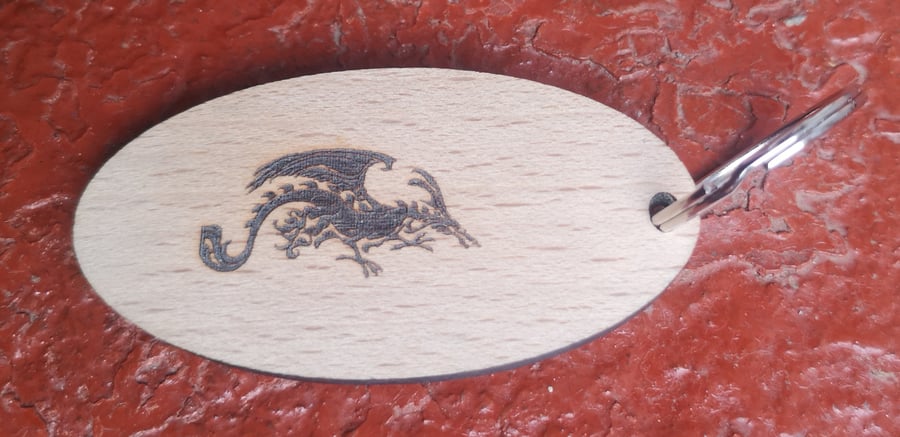 Homemade wooden Dragon keyring (1)