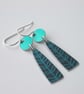 Teal and turquoise leaf earrings 