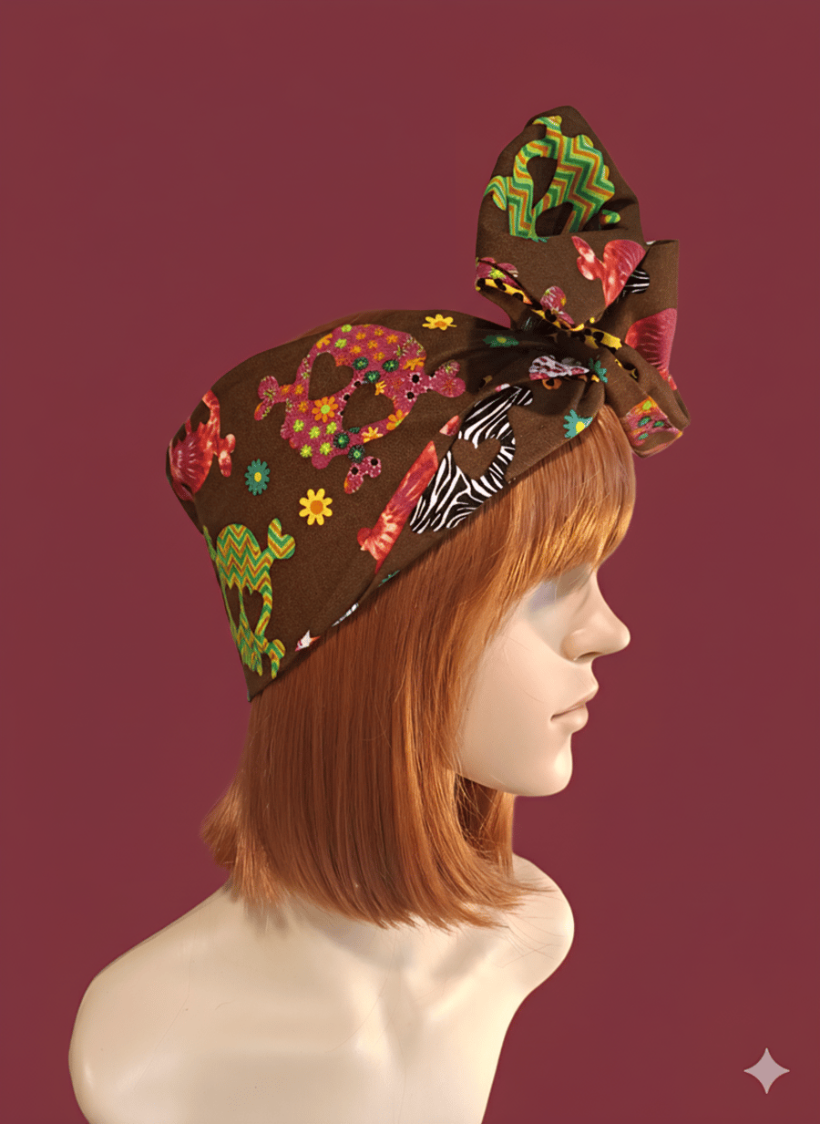 Brown Floral Animal Print Skull