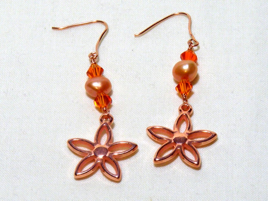Orange and Copper Earrings