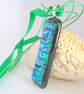 Dichroic glass pendant art Blue-emerald two - Image 3