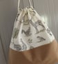 Drawstring lined bag, lined drawstring bag, student gift, woodland scene - Image 2