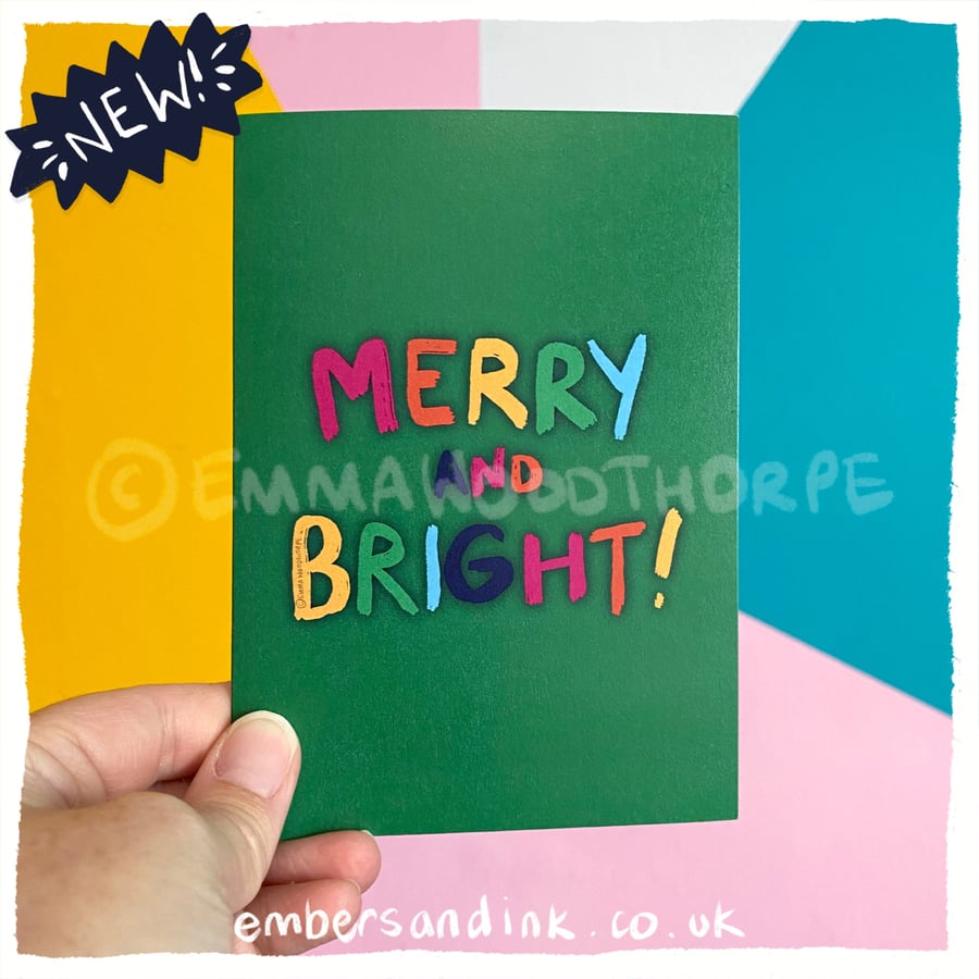Merry and Bright Text Christmas Card