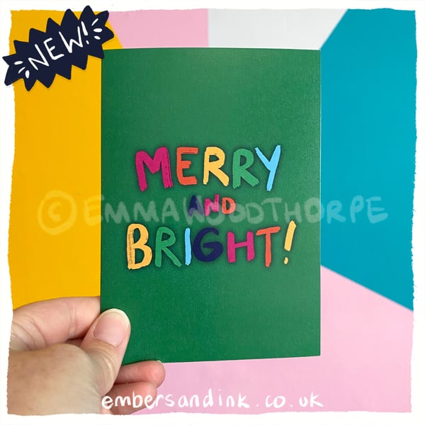 Merry and Bright Text Christmas Card
