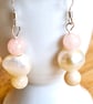 Pearl Earrings with Morganite Stone, Dangle, Pastel Colours with Sterling Silver - Image 2