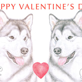 Alaskan Malamute - Valentine Card