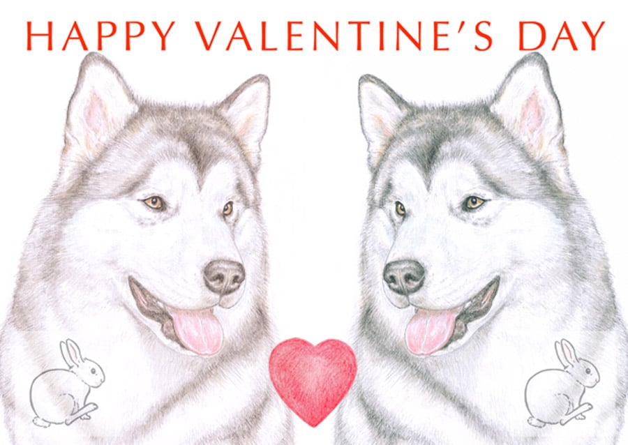 Alaskan Malamute - Valentine Card