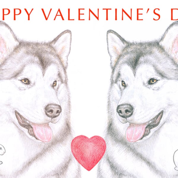 Alaskan Malamute - Valentine Card