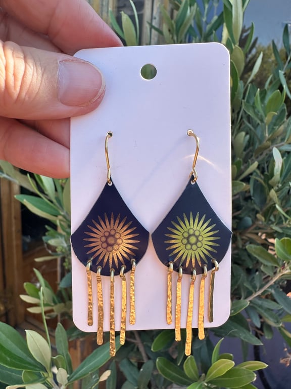 Recycled tin, brass and gold plated earrings 