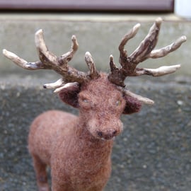 Large Needle felt stag,  felted animal wool sculpture fibre art