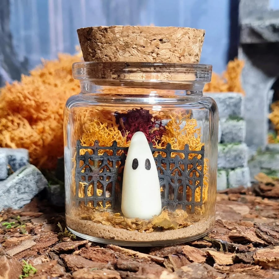 Adopt an Autumn Ghost Autumnkeep Handmade Glow in the Dark Jar Spirit