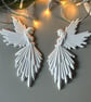White Christmas Angel Ornament - Hanging Tree Decoration - Pair