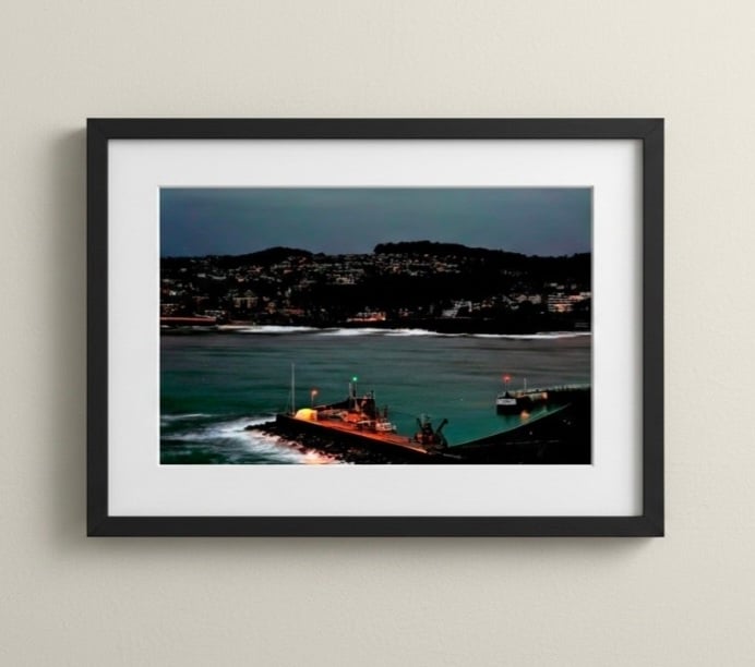 Torquay Rough Seas at Night – Devon Coastal Photography Print