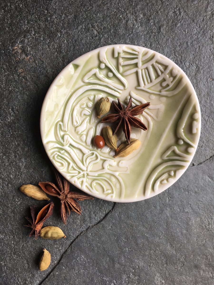 Porcelain bowl, dipping, olive bowl, pale green glaze The Porcelain Menagerie