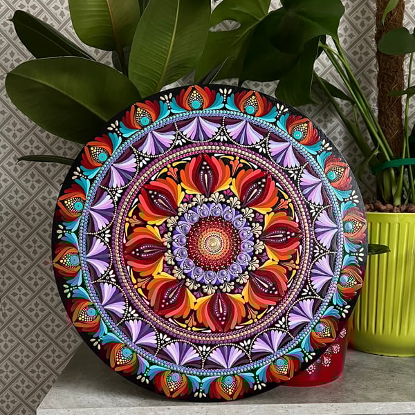 Large Colourful Mandala Wall Art 16inch