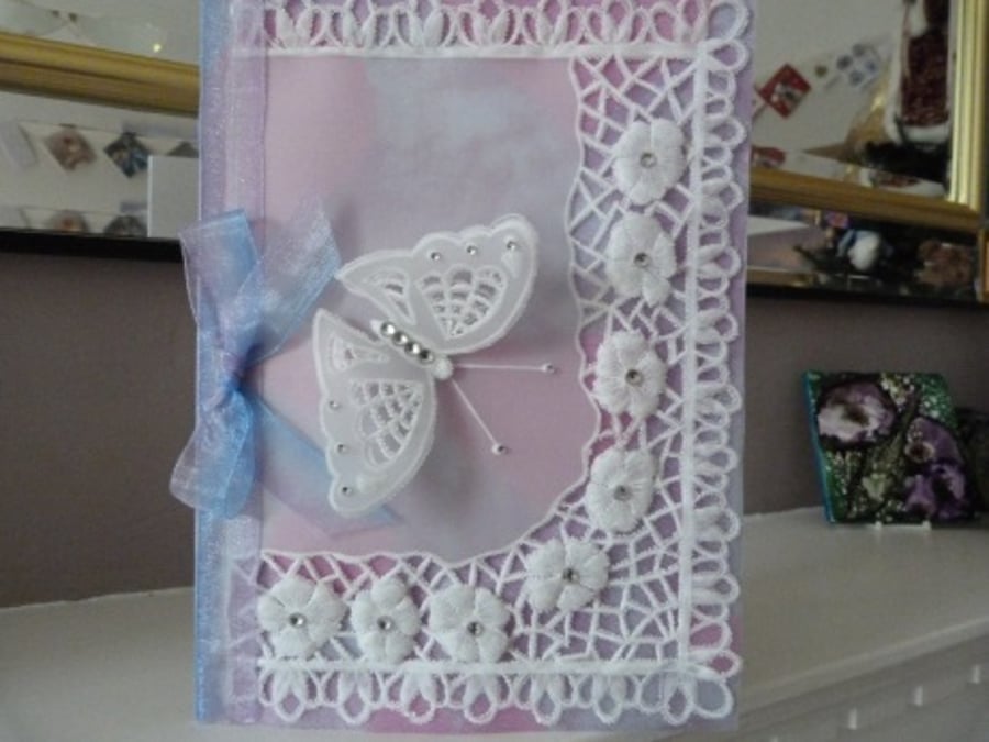 Very Special Butterfly and Lace Parchment Card