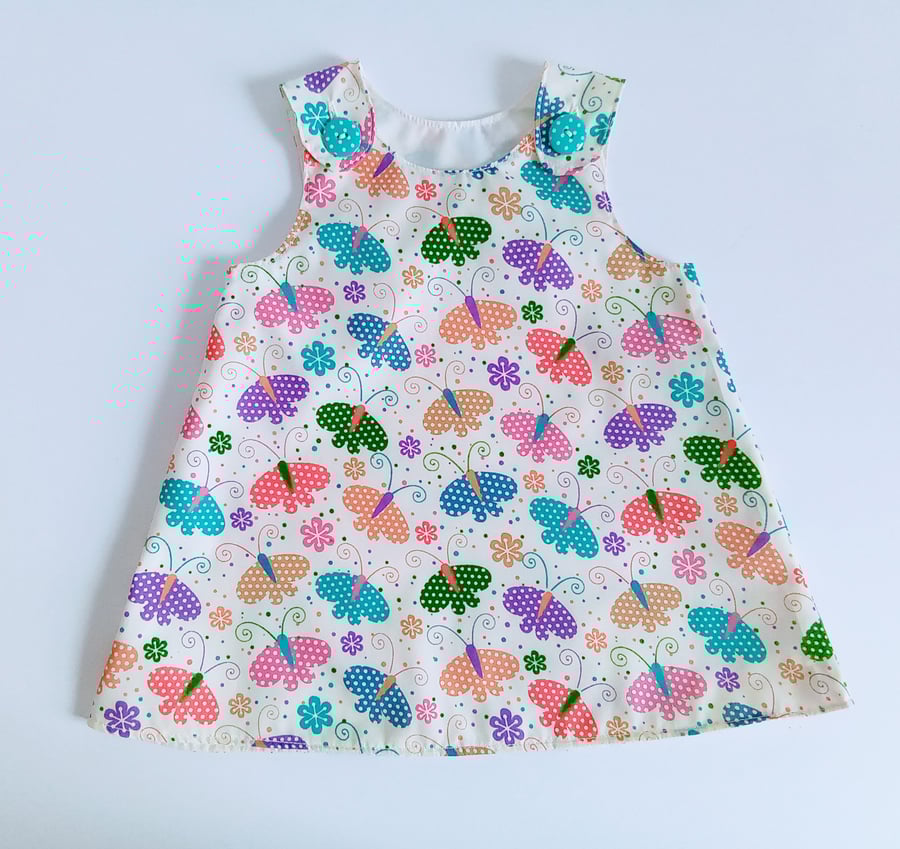 12-18 months dress, Summer dress, A Line dress, butterflies, dress, pinafore 