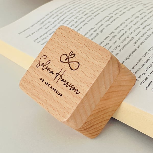 enagrved oak square wedding ring box gifts personalized name for new couple 