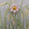White MARGUERITE DAISY PIN White Wedding Lapel Pin Flower Brooch HAND PAINTED