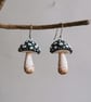 Half-Round Dark Turquoise Mushroom Earrings - Image 3