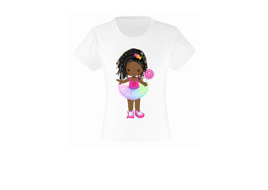 Afro Candy Girl with Braids T shirt - Custom Printed T shirt