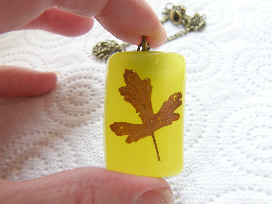 Real Leaf Pendant - FALLING LEAVES - Autumn Fall Necklace
