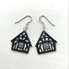 Tudor Merchant’s Black & White House - Enamelled Pendant Earrings