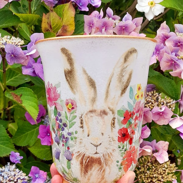 Floral Hurricane Vase featuring Harriet Hare 