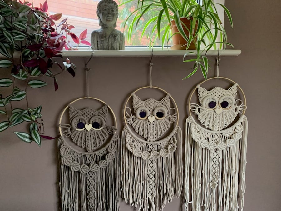 Macrame Owl, Wall Decor, Boho Decor, Baby Gift, Nursery Bedroom Wall Hanging