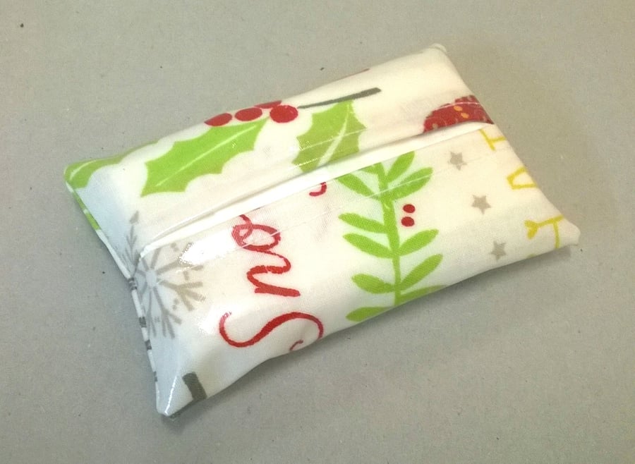 Tissue holder with Christmas pattern, tissues included, new