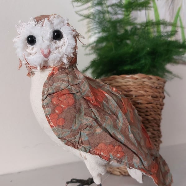 Quirky Owl Fabric Soft Sculpture Decoration Ornament