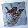 Wren Embroidered Portrait Greetings Card