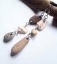 Beach Boho Dangle Earrings: Neutral Pebble & Shell - Image 2