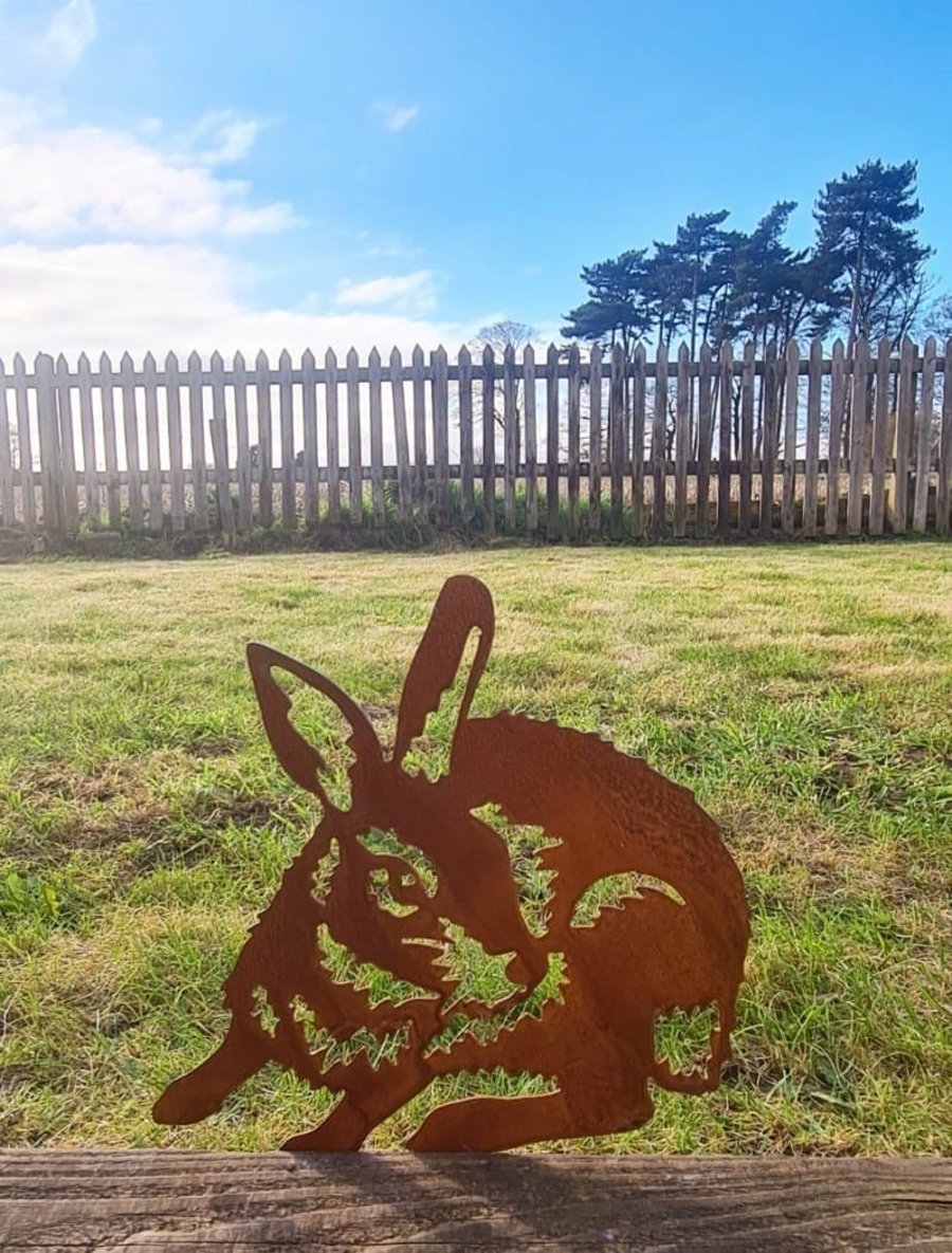 Rusted Metal Rabbit Rusted Garden Art Rusty Outdoor Ornaments Metal Sculpture