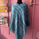 Blue and Turquoise Handwoven Poncho