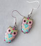 Cute Multicoloured Owl Earrings with Silver Plated Ear Wires - Image 2