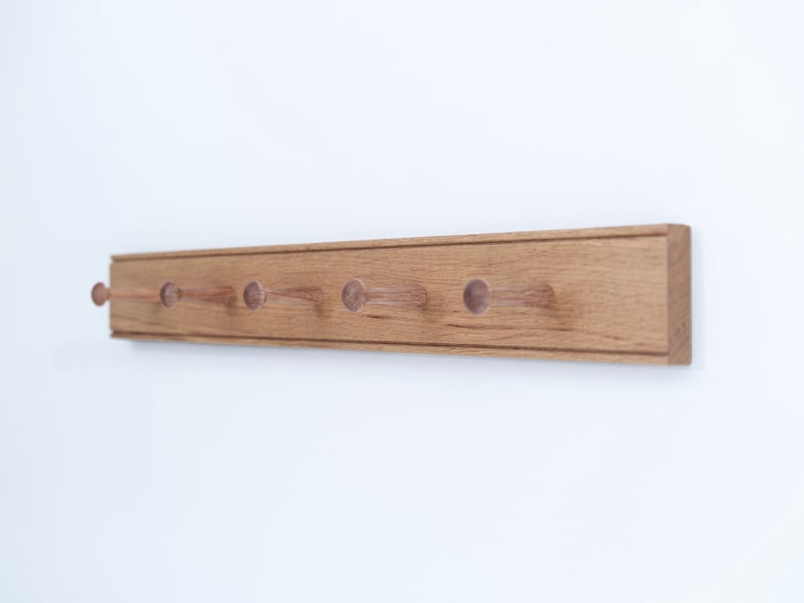 Shaker Peg Rail, Solid Oak, Mug Rack, Coat Rack, Kitchen Peg Rail, Coat Hook, Wa