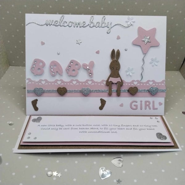 Hand-made, personalized, luxury, unique New Baby card