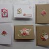 Set of 6 Luxury Handmade Christmas Gift Cards Elf Santa Snowman Reindeer Bells