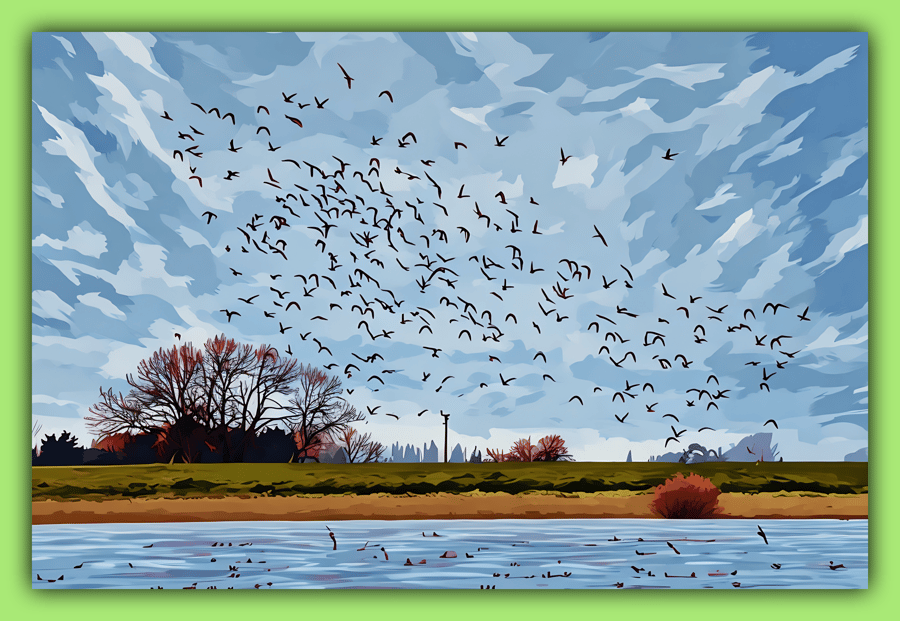 A5 Greeting Card Birds Welney Wash Norfolk 