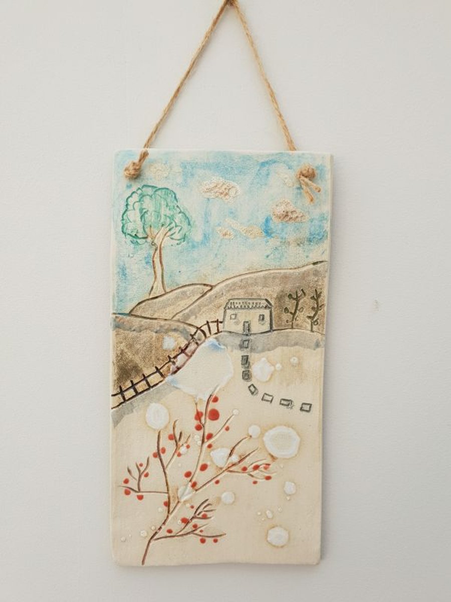 ‘Countryside Cottage’ Ceramic Wall Hanging