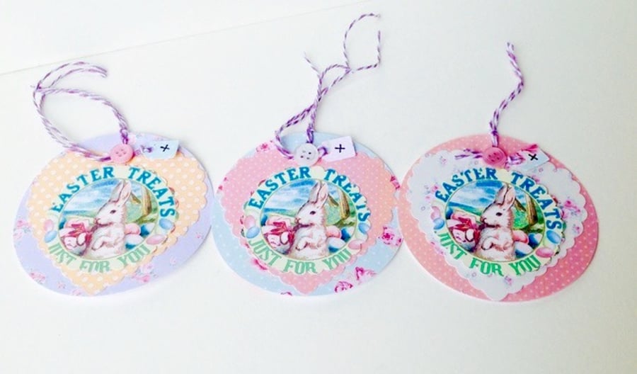 Easter Themed Gift Or Message Tags,Pack of 3, Handmade Easter Gift Tags