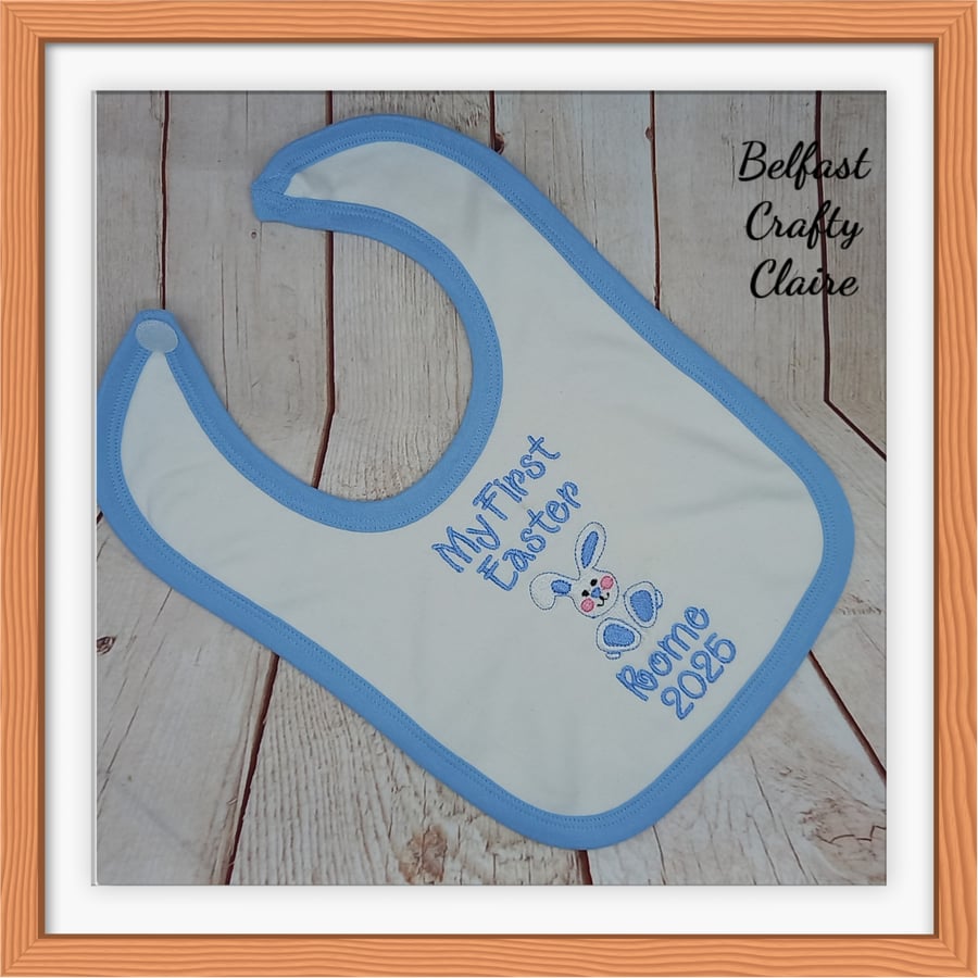 Personalised Embroidered - Easter Theme - Baby Bib - MY FIRST EASTER